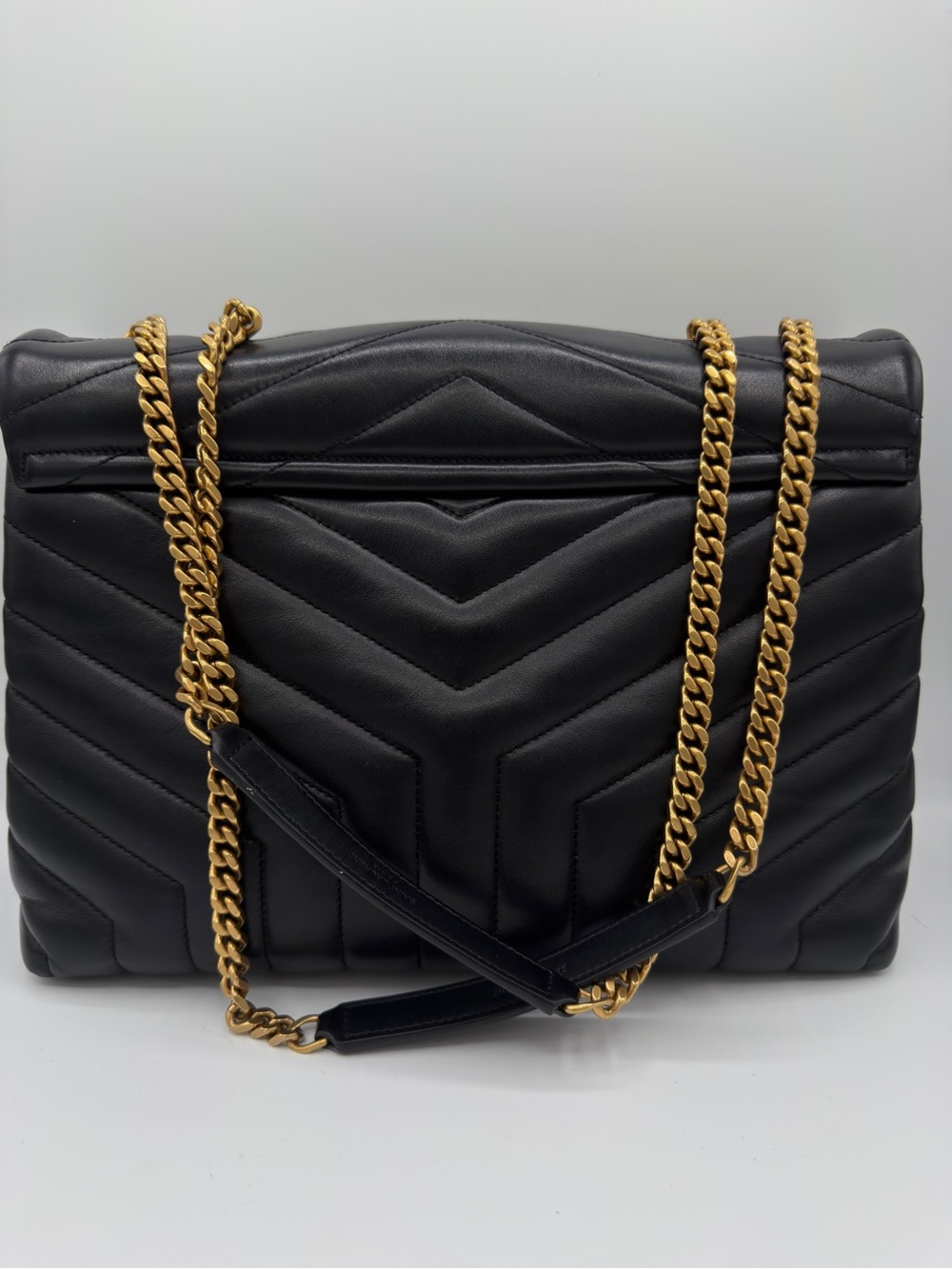 Saint Laurent Loulou Large Shoulder Bag YSL Gold Chain in Quilted Black - Picture 3 of 12